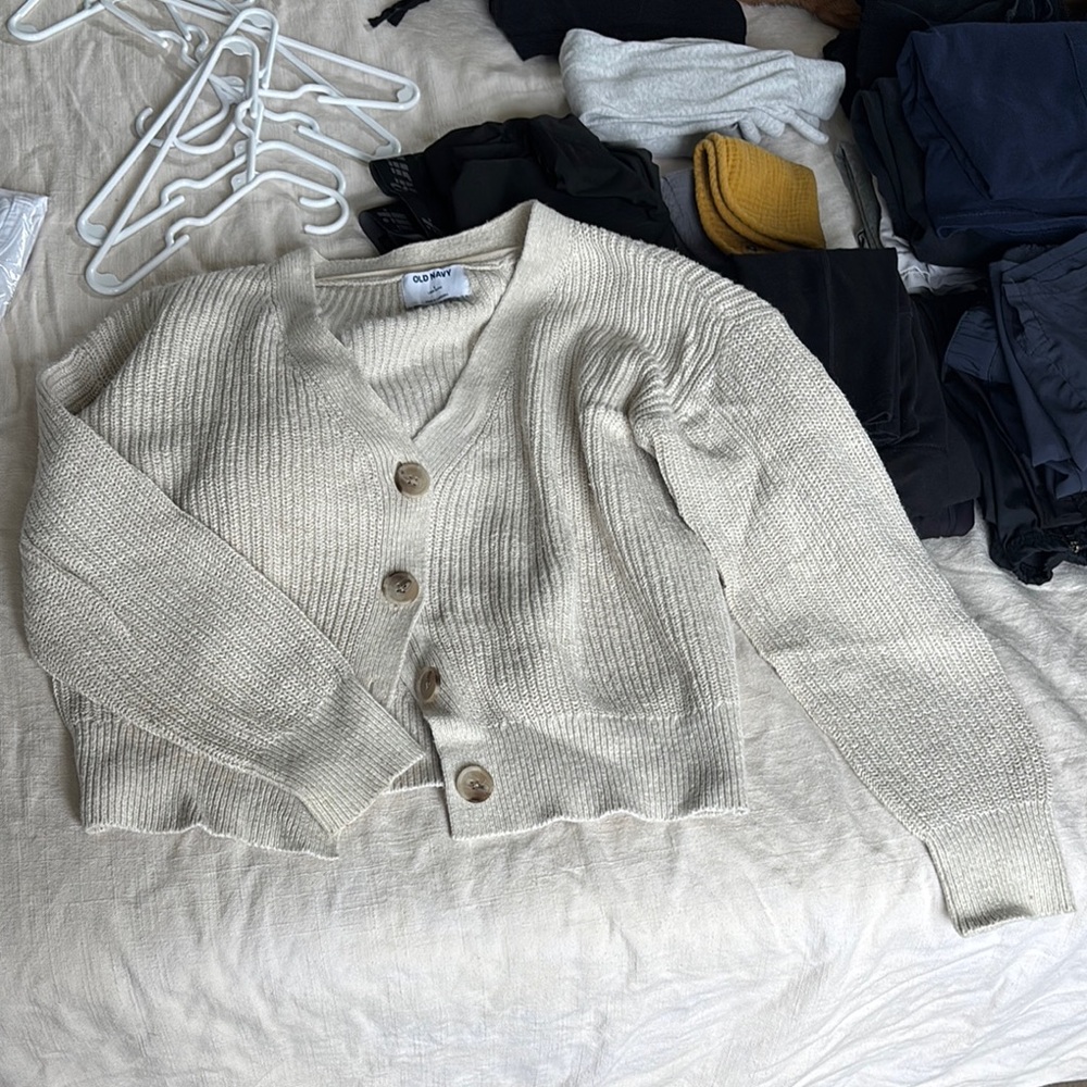 Cream Button-Up Cardigan